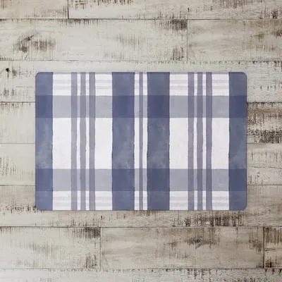 Dusty Blue Plaid Harvest Floor Mat