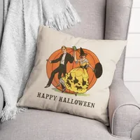 Happy Halloween Linen Throw Pillow