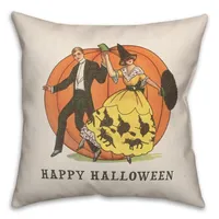 Happy Halloween Linen Throw Pillow