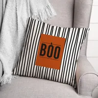 Boo Black and White Stripes Throw Pillow