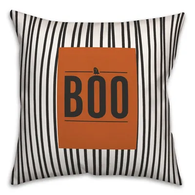 Boo Black and White Stripes Throw Pillow