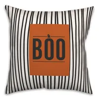 Boo Black and White Stripes Throw Pillow