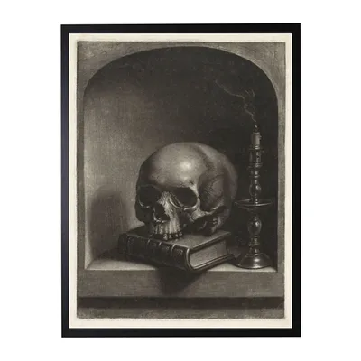 Black Skull Halloween Wall Plaque
