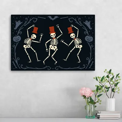 Red Dancing Skeletons Halloween Wall Plaque