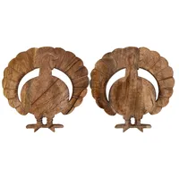Brown Turkey 2-pc. Wooden Trivet Sets