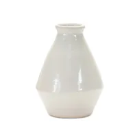 White Glazed Terracotta Vases, Set of 2