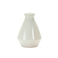 White Glazed Terracotta Vases, Set of 2