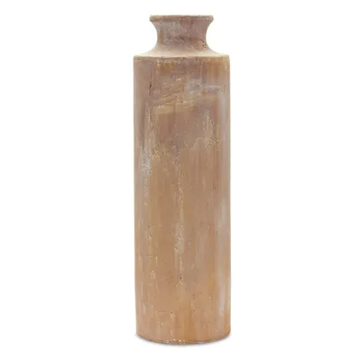 Warm Beige Terracotta Cylinder Vase