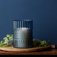 Cool Blue Textured Glass Vase, 8 in.