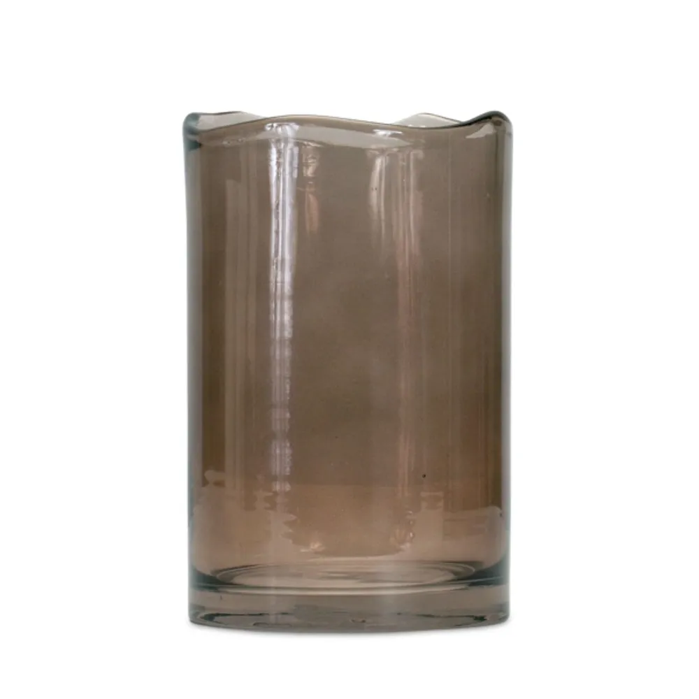 Brown Wavy Glass Vase, 8 in.