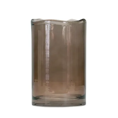 Brown Wavy Glass Vase, 8 in.