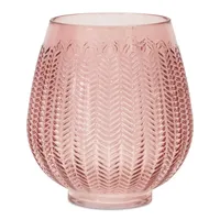 Round Pink Textured Glass Vase, 8 in.