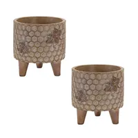 Brown Honeycomb Planters, Set of 2