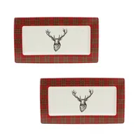 Red Deer Trim 2-pc. Christmas Platter Set