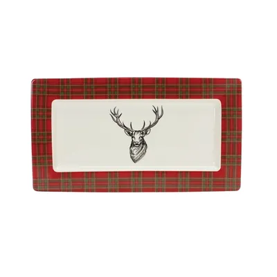 Red Deer Trim 2-pc. Christmas Platter Set