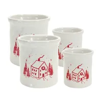 Red and White Holiday Home Crock