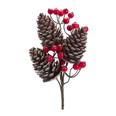 Cranberry Pinecone Tree Picks, Set of 6