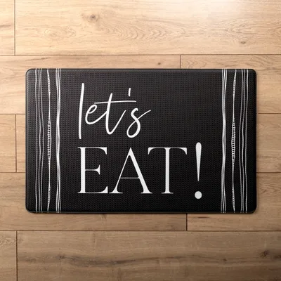 Let's Eat Monochrome Kitchen Mat