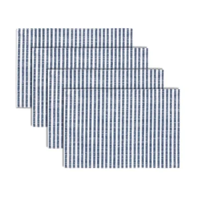 Blue and White Striped 4-pc. Placemat Set