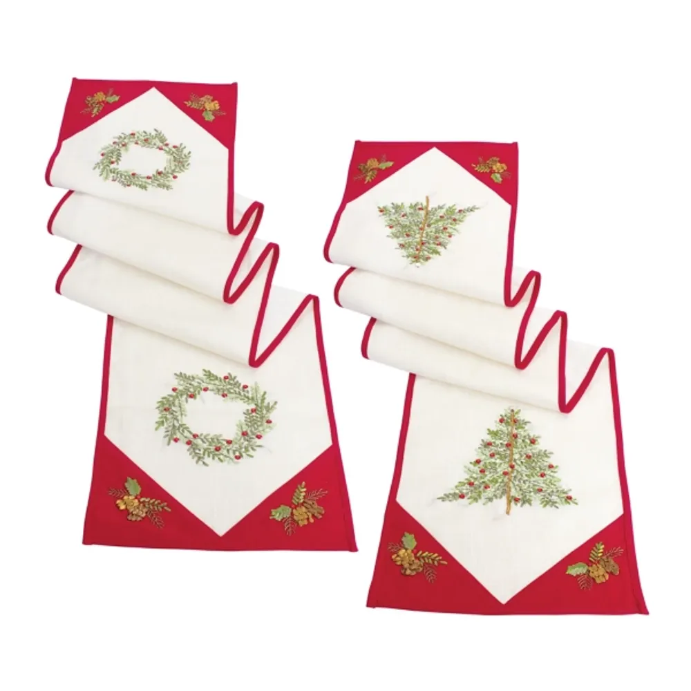 Christmas Tree and Wreath Table Runners, Set of 2