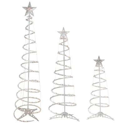 Clear Pre-Lit Spiral Christmas Trees, Set of 3
