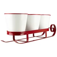 Red Sleigh Holding Buckets Figurine