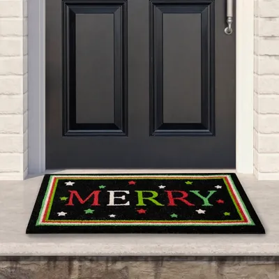 Pine Green Merry Christmas Doormat