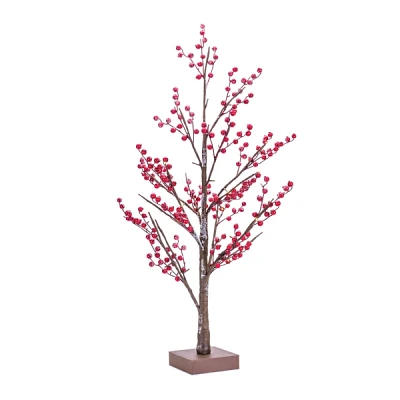 Pre-Lit Red Berry Winter Tree, 38 in.