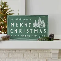 Green Merry Christmas & New Year Wall Plaque