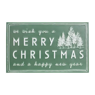 Green Merry Christmas & New Year Wall Plaque