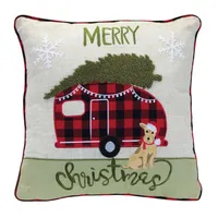 Merry Christmas Dog and Camper Pillow