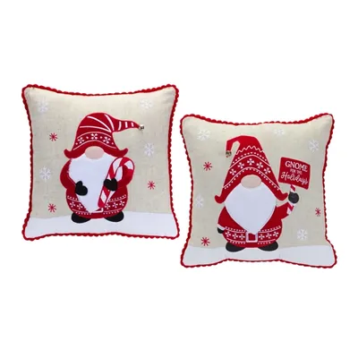 Red Gnome Christmas Pillows, Set of 2