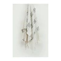 Gray and Ivory Woven Stripe Throw