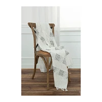 Gray and Ivory Woven Stripe Throw