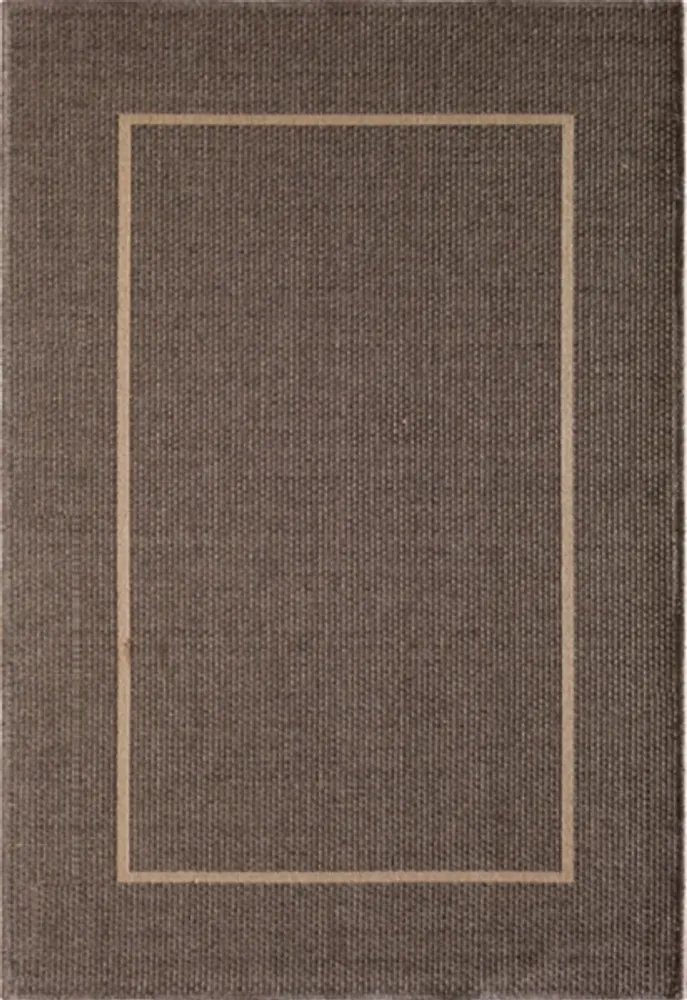 Brown Bordered Outdoor Area Rug, 5x7