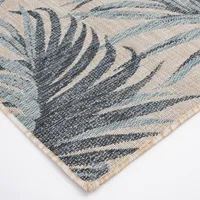 Blue Palm Fronds Lava Indoor/Outdoor Area Rug, 5x7