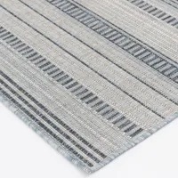 Blue Striped Lava Indoor/Outdoor Area Rug, 5x7