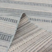 Blue Striped Lava Indoor/Outdoor Area Rug, 5x7