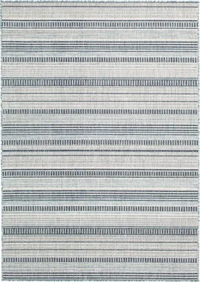 Blue Striped Lava Indoor/Outdoor Area Rug, 5x7