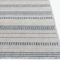 Blue Malibu Stripes Outdoor Area Rug, 7x10