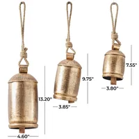 Round Aged Gold Hanging Bells, Set of 3