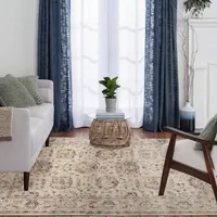 Cream Vintage Floral Area Rug, 7x9