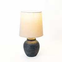 Matte Charcoal Ribbed Mini Table Lamp