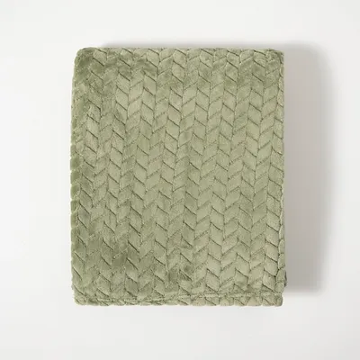 Heavenly Herringbone Plush Throw