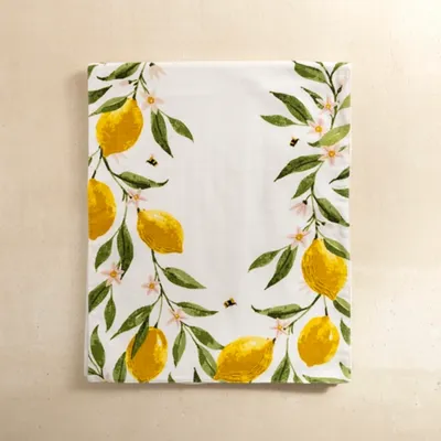 Watercolor Lemon and Bees Table Runner