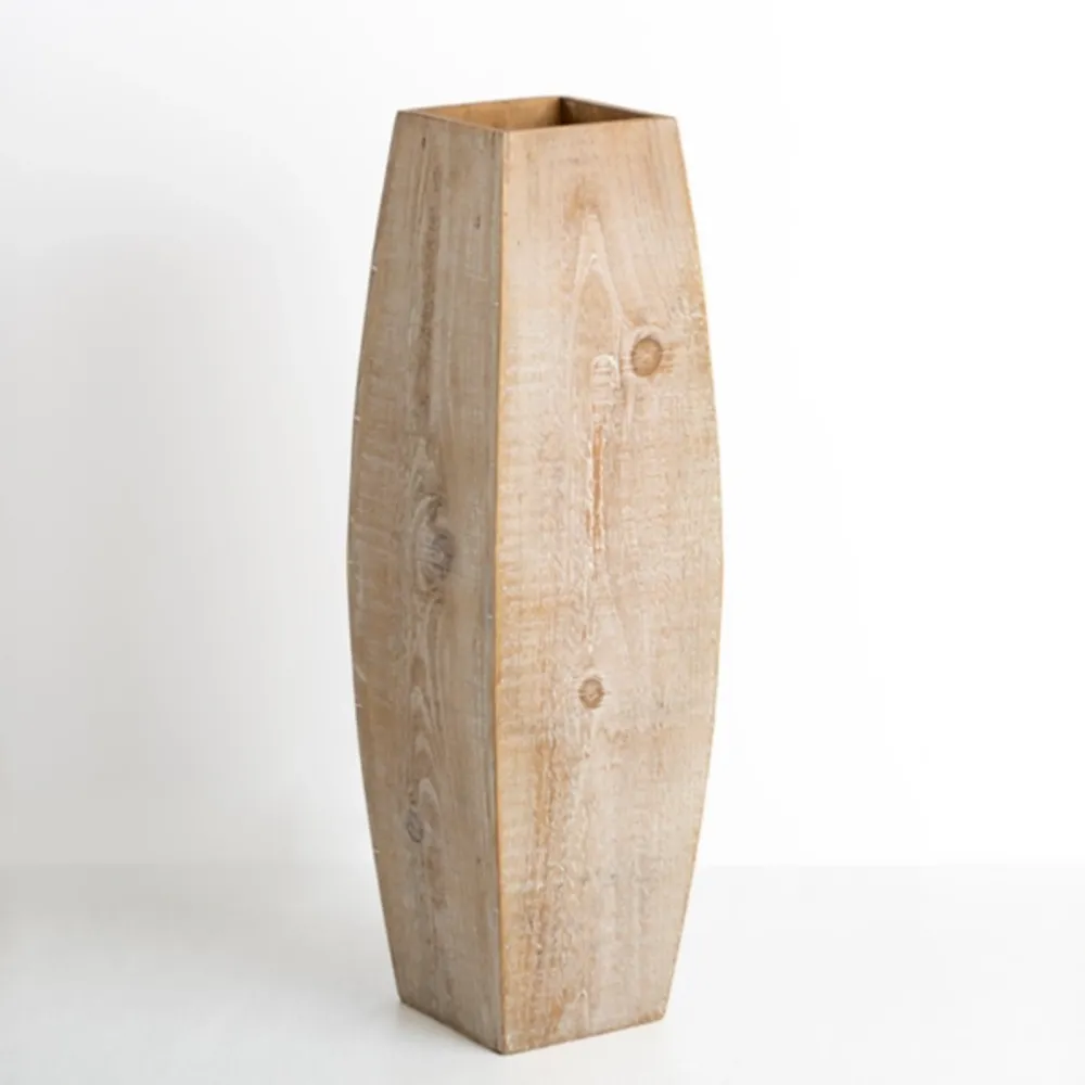 Natural Wood Oblong Floor Vase, 24 in.