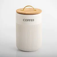 Coffee Ribbed Ceramic Canister