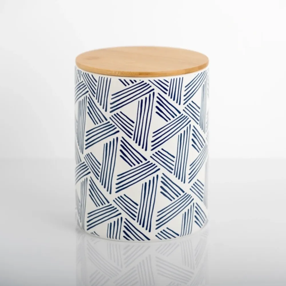 Indigo Geometric Lines Canister