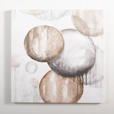 Neutral Abstract Spheres Canvas Art Print