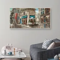 Corner Cafe Framed Canvas Art Print